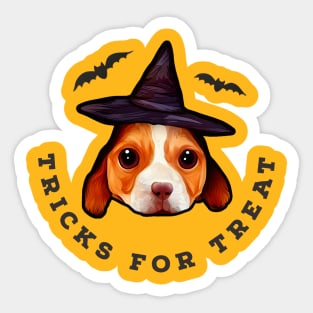 Halloween Cute Dog Witch Trick Or Treat Sticker